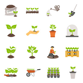 种植园艺矢量扁平图标
