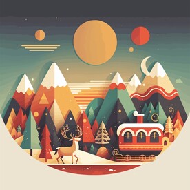 森系手绘清新风景   