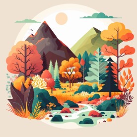 森系手绘清新风景   