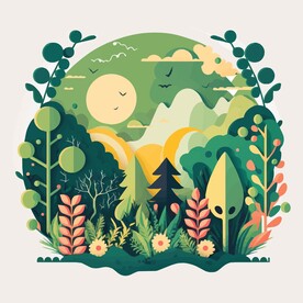 森系手绘清新风景   