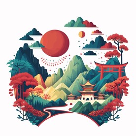 森系手绘清新风景   