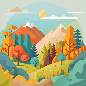 森系手绘清新风景   