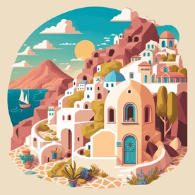 森系手绘清新风景   