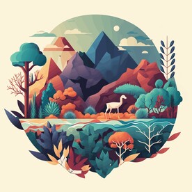 森系手绘清新风景   