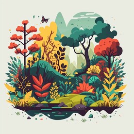 森系手绘清新风景   