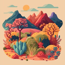 森系手绘清新风景   