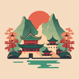 森系手绘清新风景   