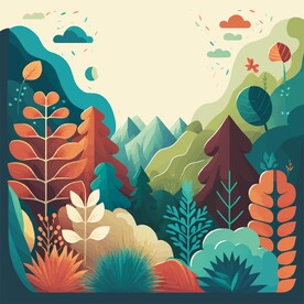 森系手绘清新风景   