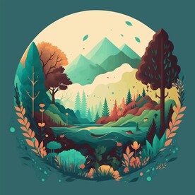 森系手绘清新风景   