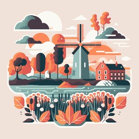 森系手绘清新风景   