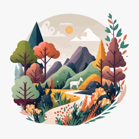 森系手绘清新风景   