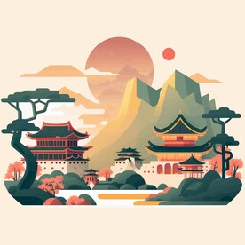  森系手绘清新风景   