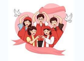 彩色卡通手绘青年志愿者人物