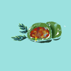 手绘艾草青团 