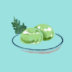 手绘艾草青团 