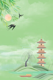 春天燕子柳树