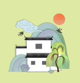 春天燕子柳树 