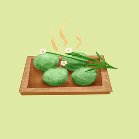 手绘艾草青团 