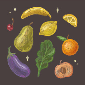 手绘粉笔果蔬插图