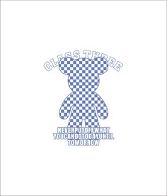 3班班服图案棋盘格熊