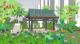 小区绿化园林景观鲜果图