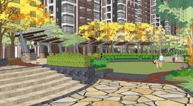 小区绿化园林景观鲜果图