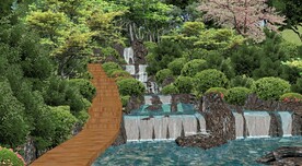 跌水景观效果图