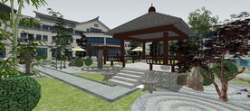 中式建筑景观效果图