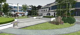 中式建筑景观效果图