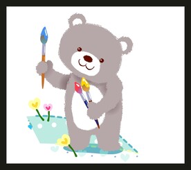 手绘卡通小熊 