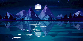 手绘梦幻夜景星空插画矢量元素