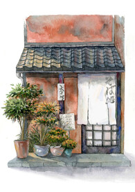水彩小店立面