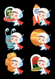 宇航员航空主题手绘插画