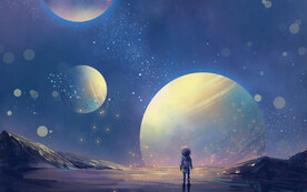 星空下的人科技背景
