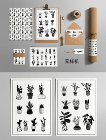 黑白植物剪影