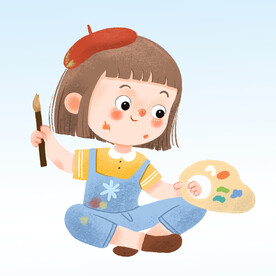  画画的女孩 