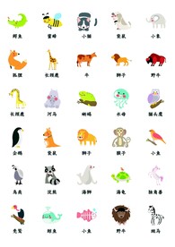 卡通小动物图标矢量UI素材