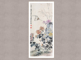 竹菊双鸟图