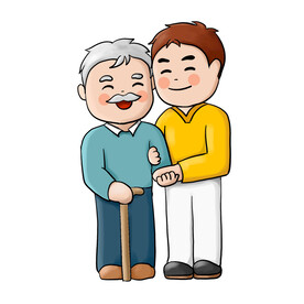 搀扶老人插画