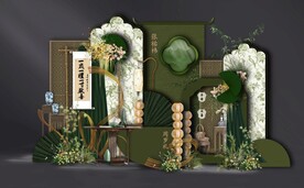 深绿色中式宝宝宴