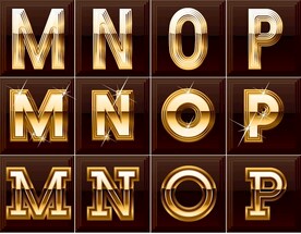 M N O P 金色字母