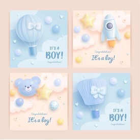 婴儿可爱立体元素 粉蓝 气球