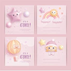 婴儿可爱立体元素 彩虹热气球