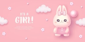 婴儿可爱立体元素 兔子粉色