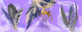 水彩羽毛麋鹿三联挂画装饰画