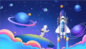 卡通太空人火箭