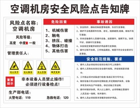 空调机房安全风险点告知牌