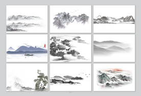 水墨山