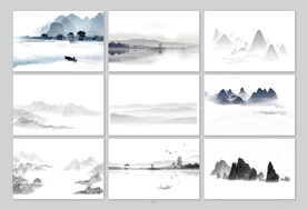 水墨山