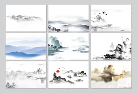 水墨山背景